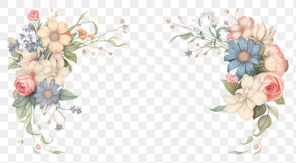 PNG  Wedding flower border frame pattern plant paper. AI generated Image by rawpixel.