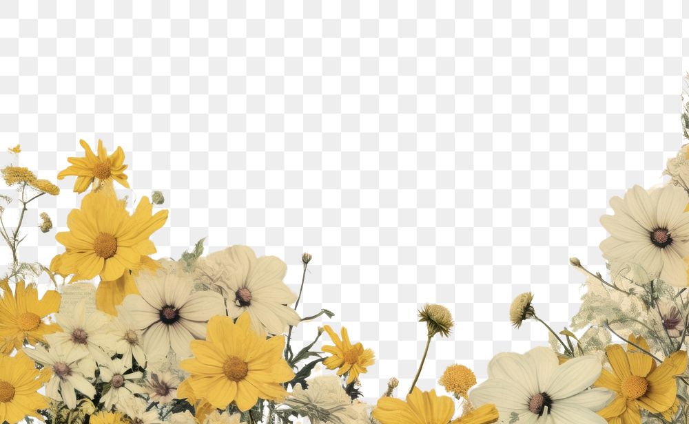 PNG Yellow Daisy ephemera border backgrounds pattern flower.