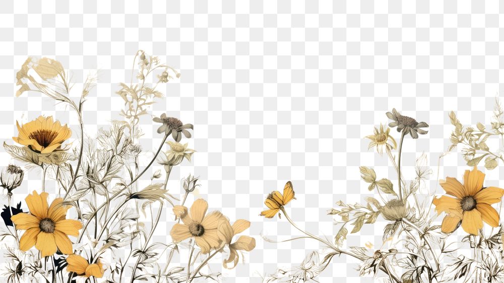 PNG Marigold flower ephemera border backgrounds pattern plant.