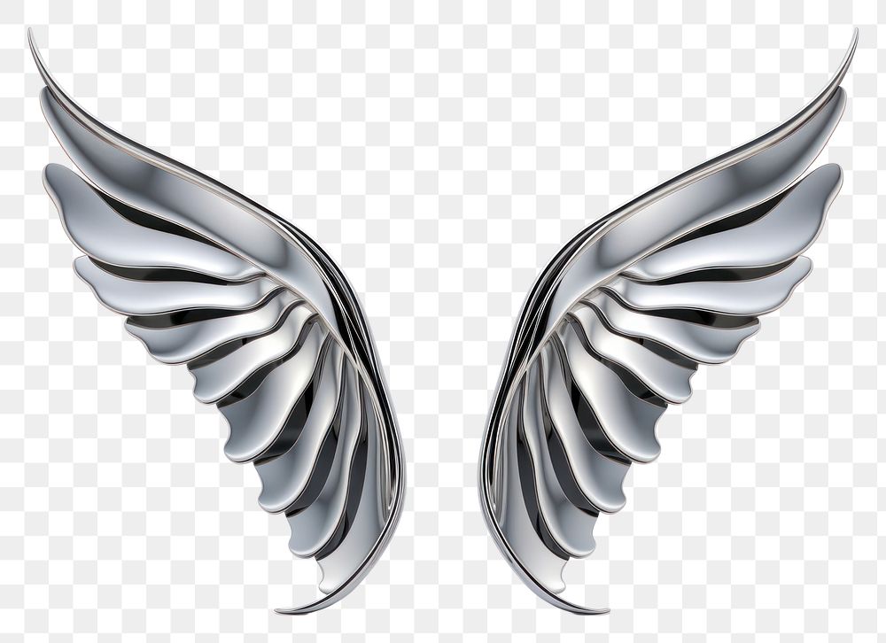 PNG Wings Chrome material silver wing white background