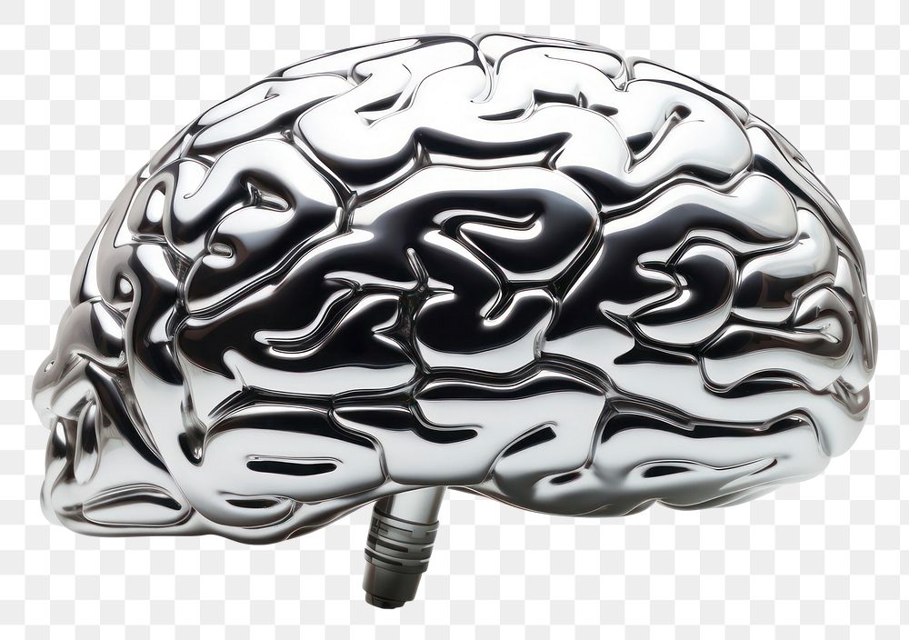 PNG Brain Chrome material brain white background accessories.