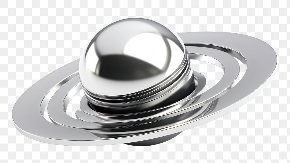 PNG Saturn Chrome material sphere silver white background.
