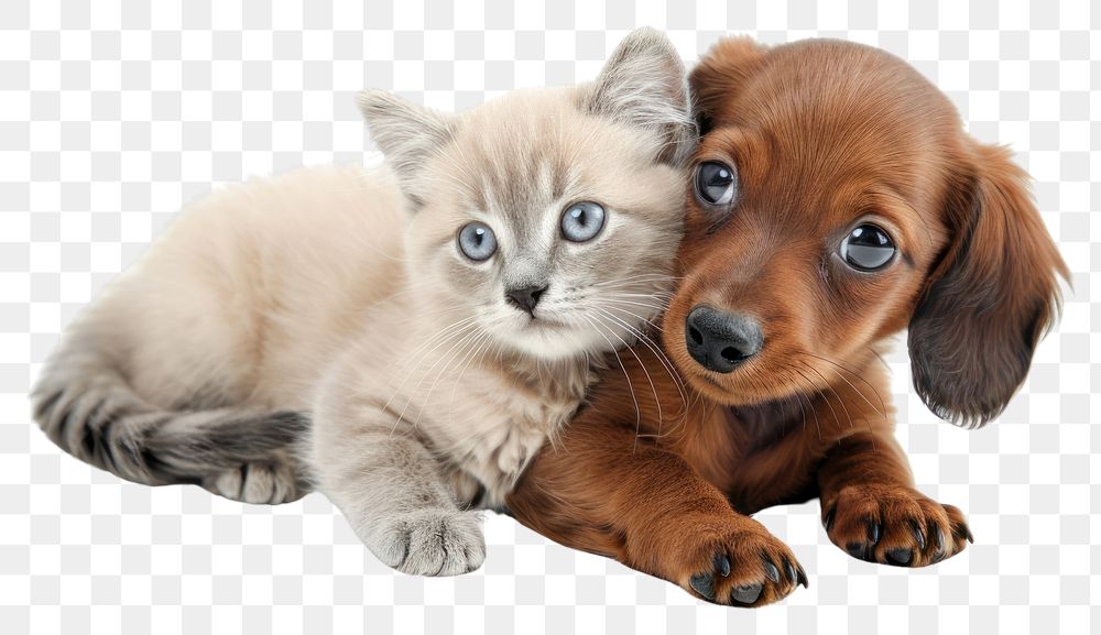 PNG  Ragdoll kitten and Dachshund aka teckel puppy dachshund mammal animal.