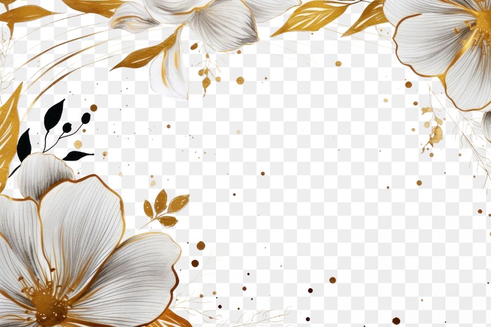 PNG Botanical flower frame backgrounds pattern white. AI generated Image by rawpixel.