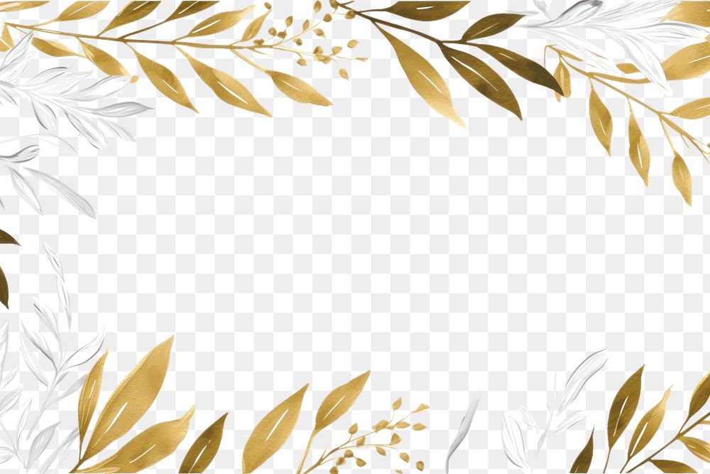 PNG Botanical leaf frame backgrounds pattern gold. AI generated Image by rawpixel.