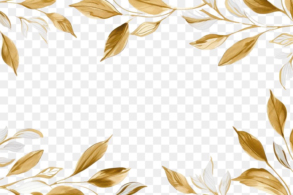PNG Botanical leaf frame backgrounds pattern gold. AI generated Image by rawpixel.