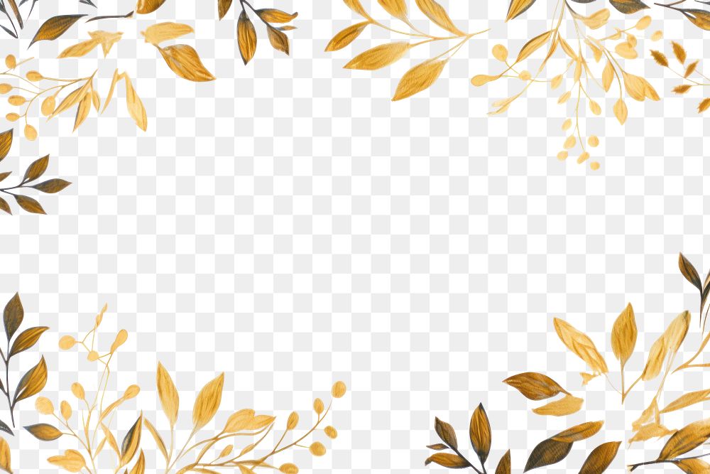 PNG Floral border frame backgrounds pattern gold. AI generated Image by rawpixel.
