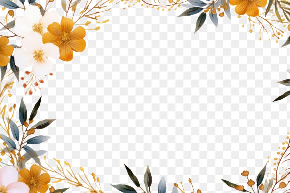 PNG Flower border frame backgrounds pattern plant. AI generated Image by rawpixel.