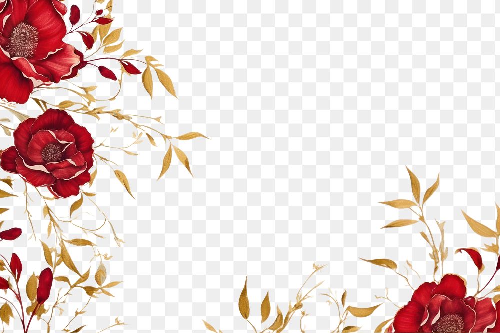PNG Peony border frame backgrounds pattern fragility. AI generated Image by rawpixel.