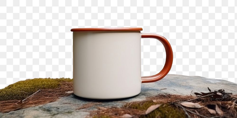 PNG Enamel coffee cup mockup mug forest drink.