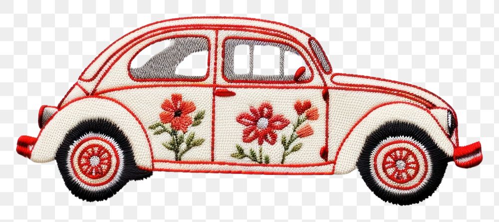 PNG Car in embroidery style needlework vehicle wheel.