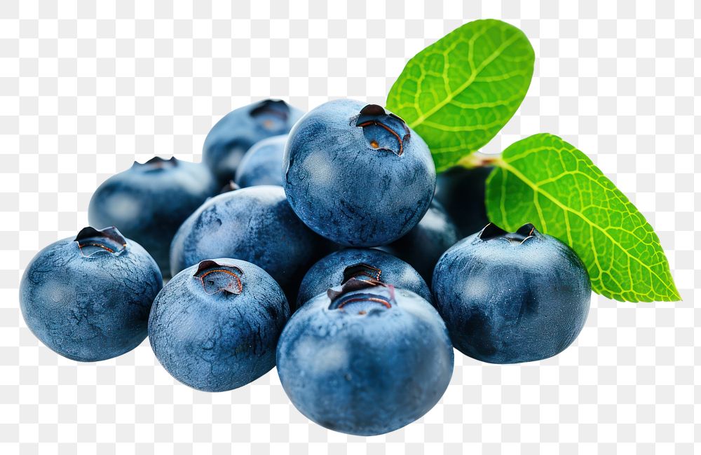PNG  Blueberries with leaves blueberry fruit plant.