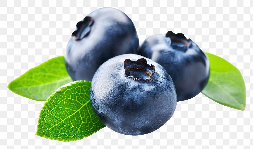 PNG  Blueberries with leaves blueberry fruit plant.