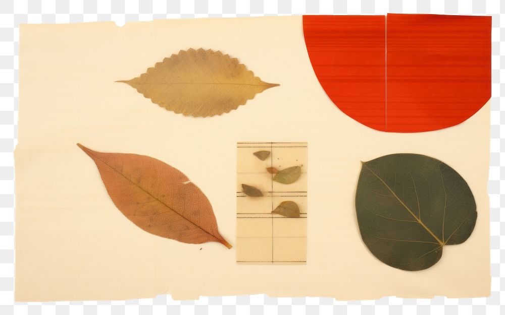 PNG  Craft paper collage element pattern plant leaf.