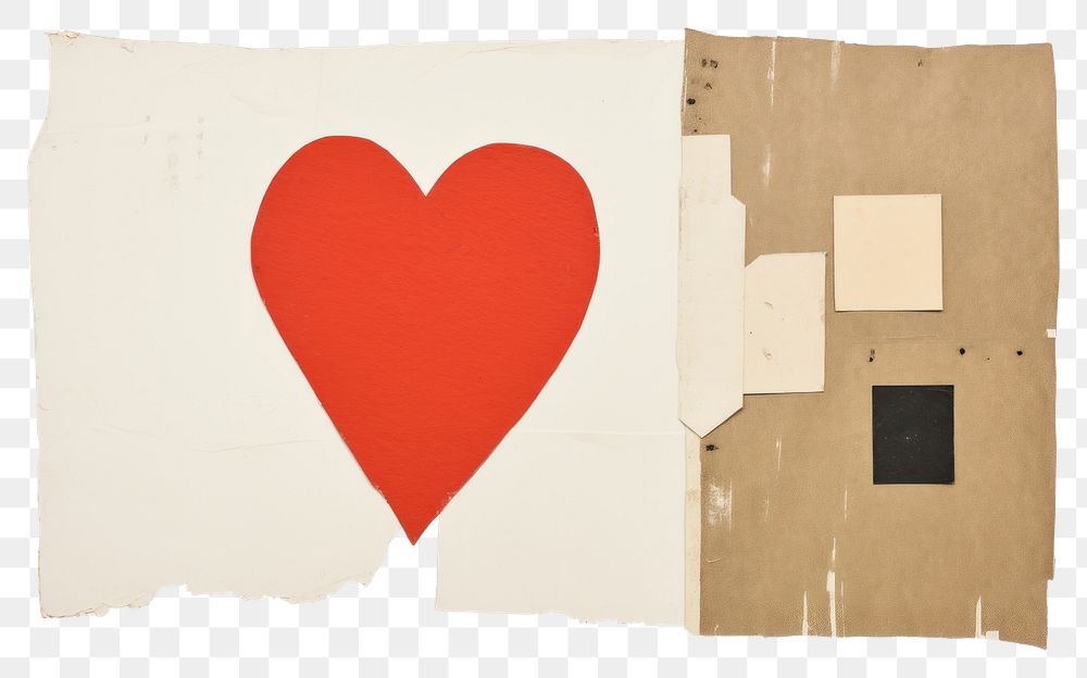 PNG  Craft paper collage element cardboard heart white background.