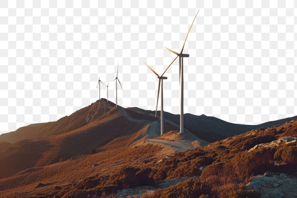 PNG Landscape with wind turbines mountain windmill outdoors.