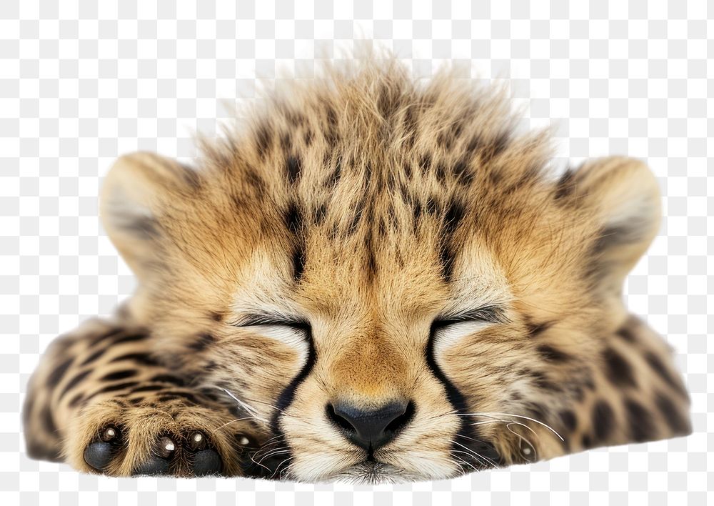 PNG Baby cheetah wildlife sleeping animal. AI generated Image by rawpixel.