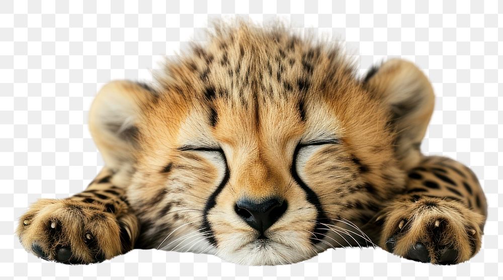 PNG Baby cheetah wildlife sleeping animal. AI generated Image by rawpixel.