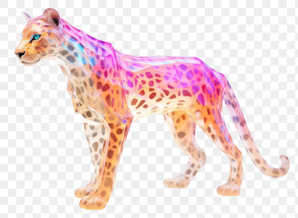 PNG Cheetah iridescent wildlife leopard animal.