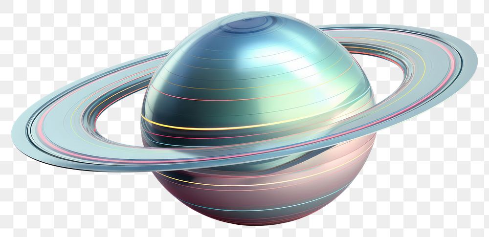 PNG Saturn iridescent planet space white background.
