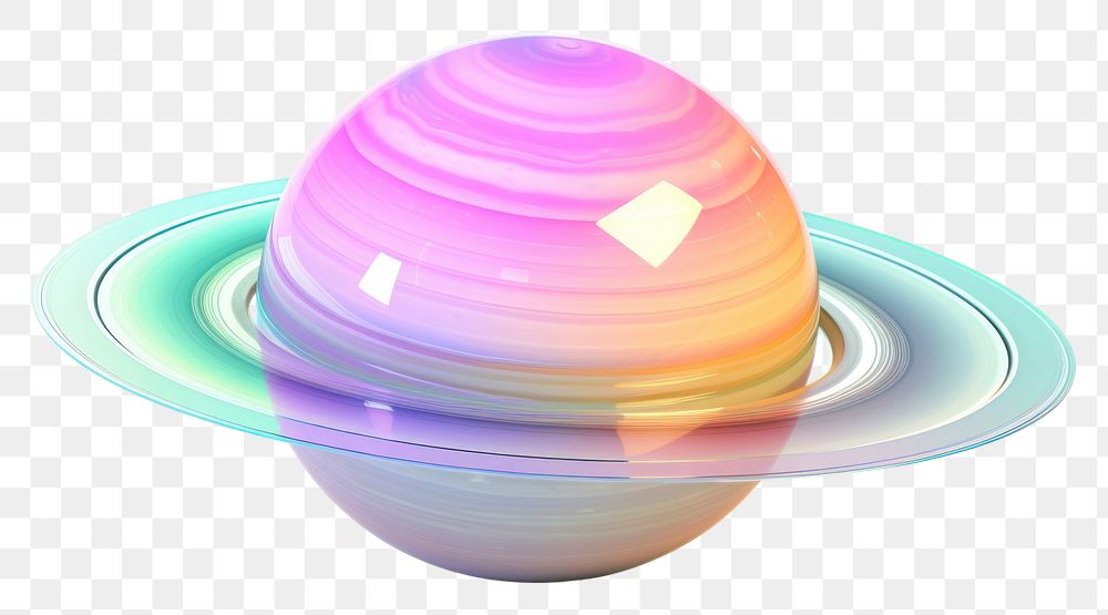 PNG Saturn iridescent space egg white background.