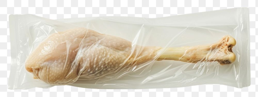 PNG  Plastic wrapping over a chicken bone white background freshness poultry.