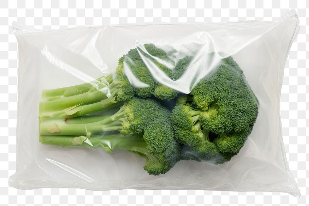 PNG  Plastic wrapping over a broccoli vegetable plant food.