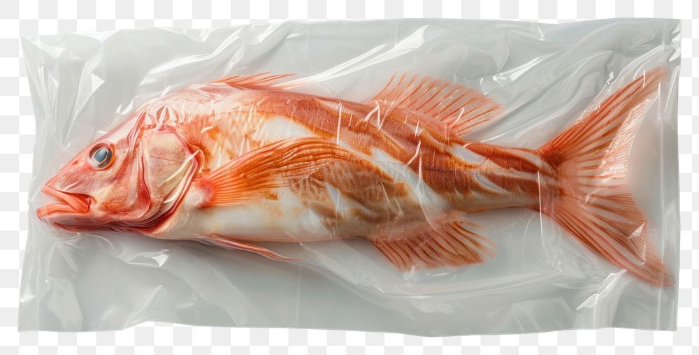 PNG  Plastic wrapping over a fish seafood animal underwater.