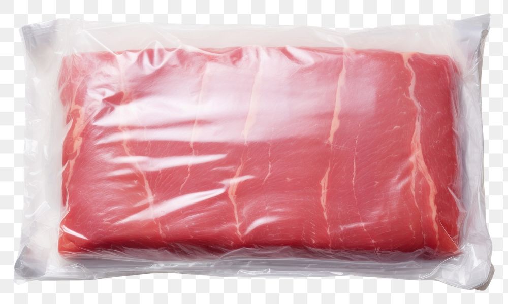 PNG  Plastic wrapping over a meat food pork white background.