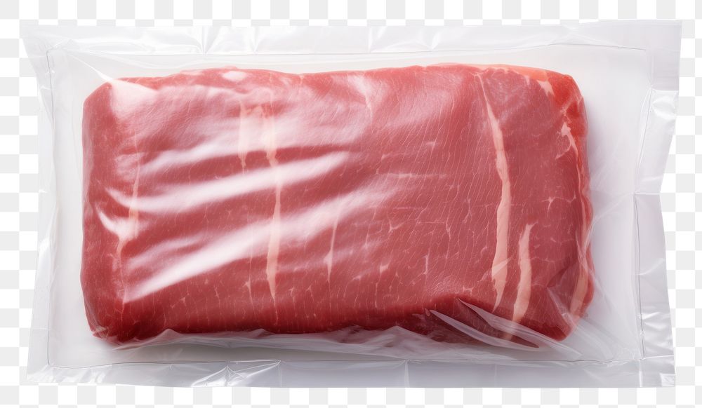 PNG  Plastic wrapping over a meat pork beef food.