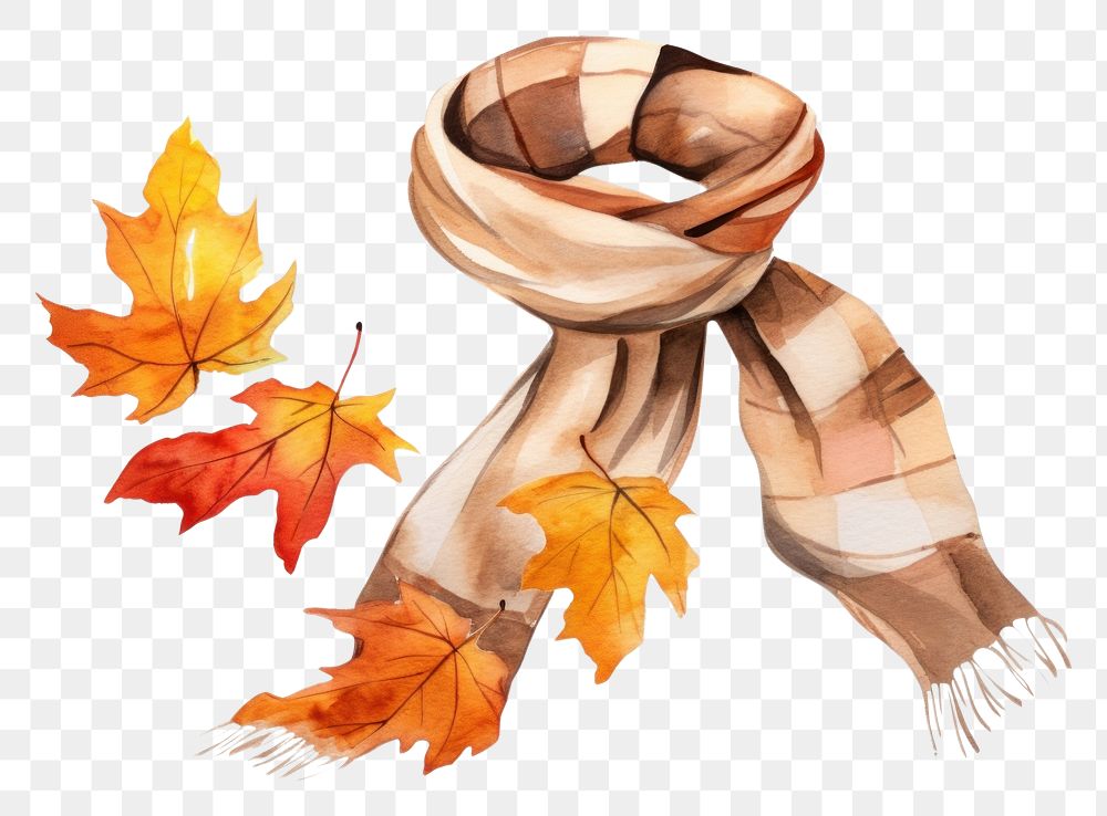 PNG  Scarf autumn leaf creativity. AI generated Image by rawpixel.