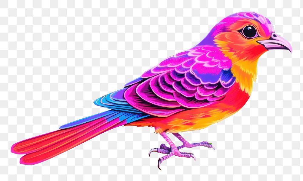 PNG  Bird painting purple yellow. AI generated Image by rawpixel.