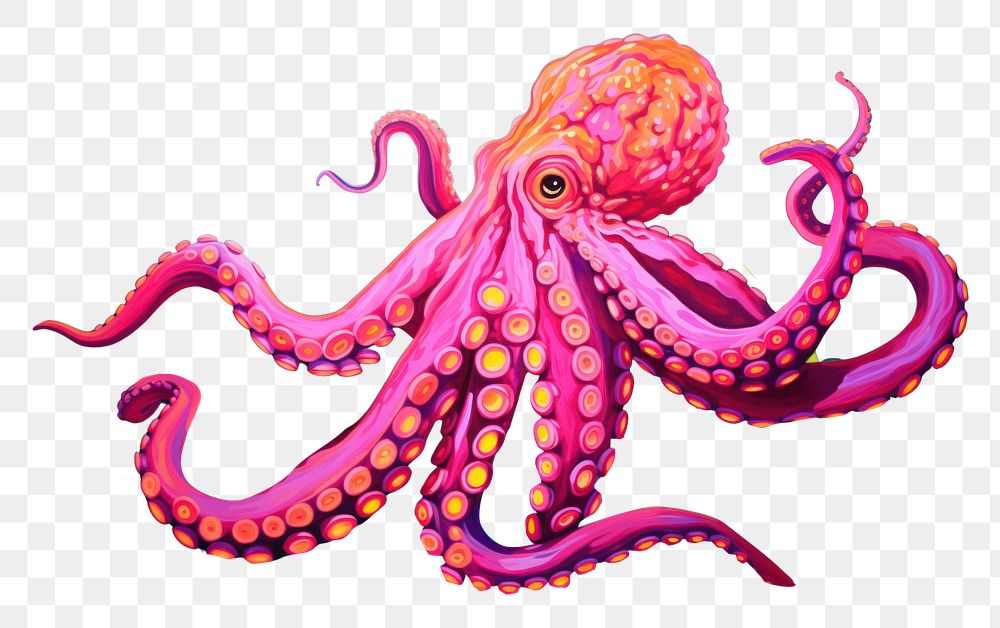 PNG  Octopus animal marine purple. AI generated Image by rawpixel.