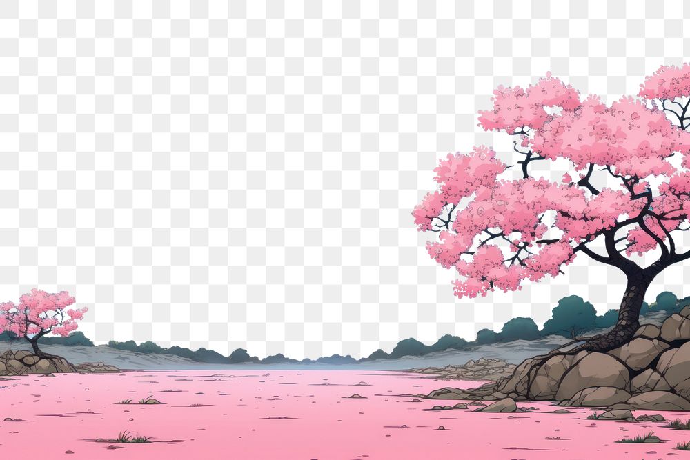 PNG Illustration cherry blossom landscape outdoors nature flower.