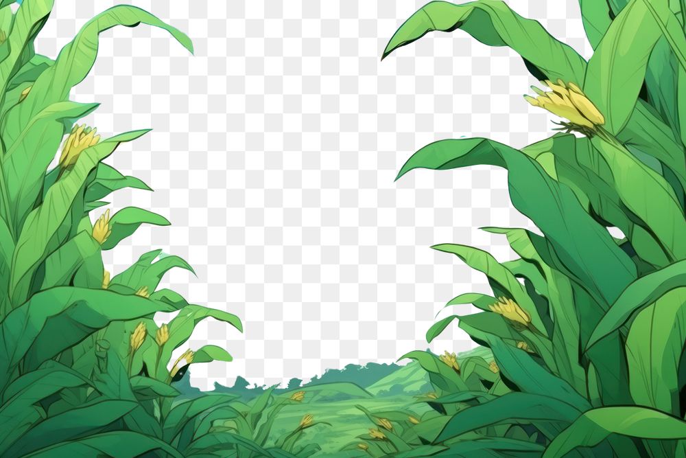 PNG Illustration green banana leavesl landscape backgrounds vegetation outdoors.