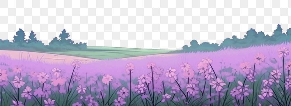 PNG Illustration lavender flowers landscape backgrounds outdoors nature.