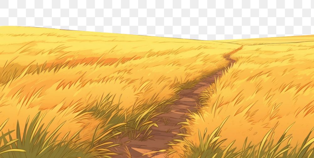 PNG Illustration yellow grass field landscape grassland outdoors horizon.
