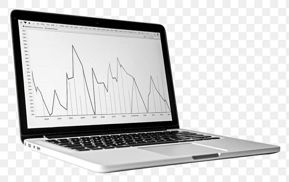PNG  Laptop with a graph computer chart portability. AI generated Image by rawpixel.