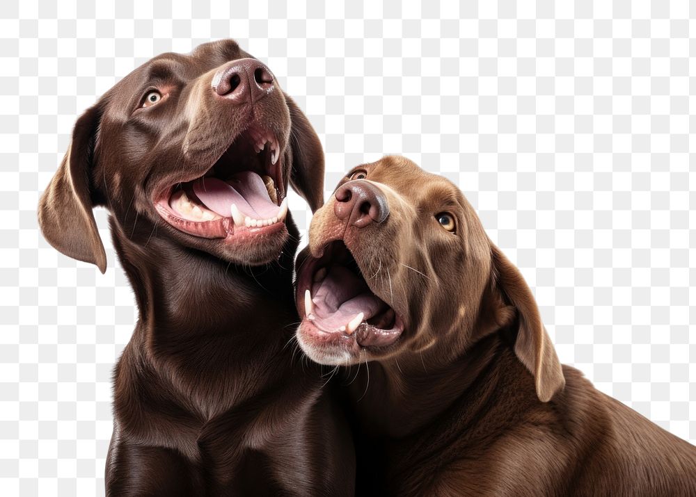 PNG Brown labrador dog licking anothers animal mammal pet. AI generated Image by rawpixel.