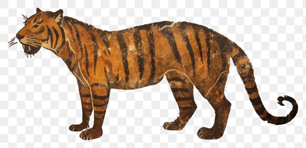PNG Paleolithic cave art painting style of Tiger tiger wildlife ancient.