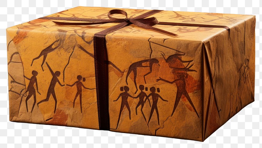 PNG Paleolithic cave art painting style of Gift box gift celebration gift box.