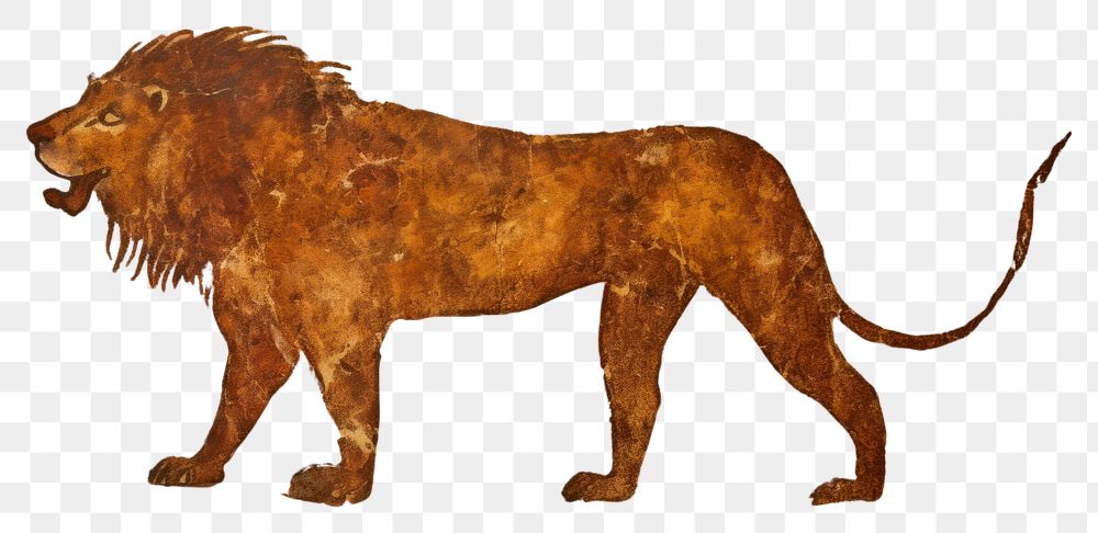 PNG Paleolithic cave art painting style of Lion ancient animal mammal.