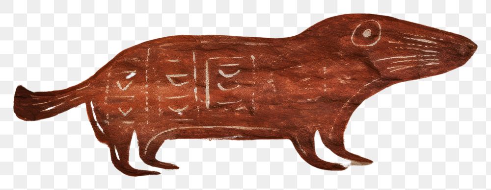 PNG Paleolithic cave art painting style of seal ancient animal representation.