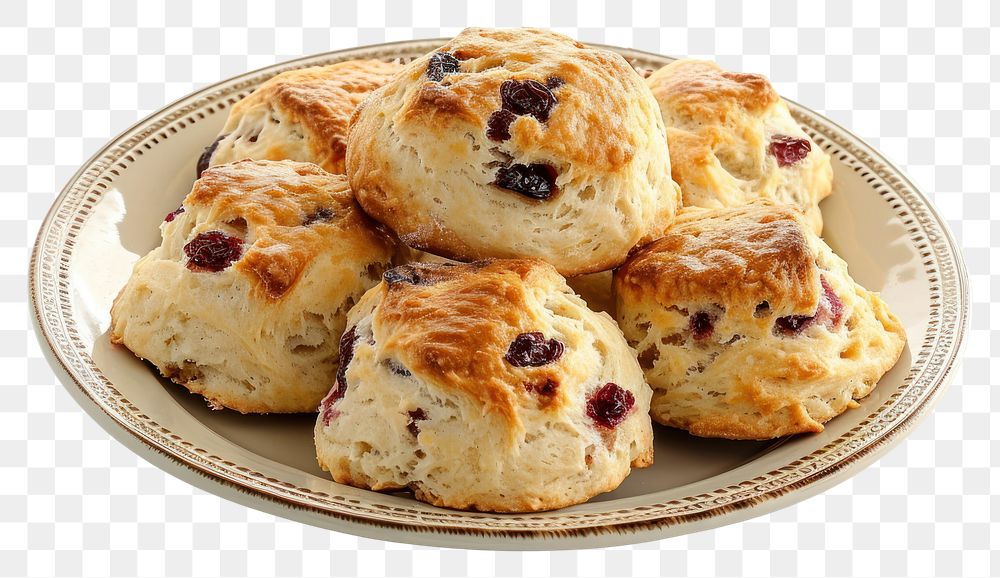PNG A Plate of Cranberry Scones plate dessert scone.