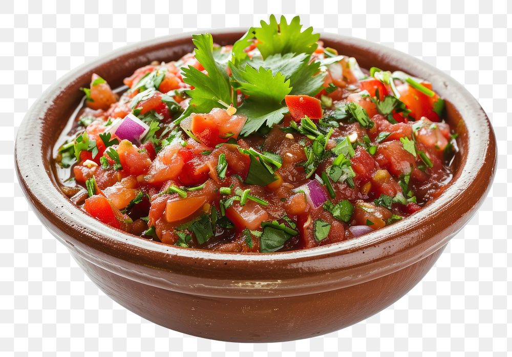 PNG Bowl of tasty salsa sauce food bowl white background.
