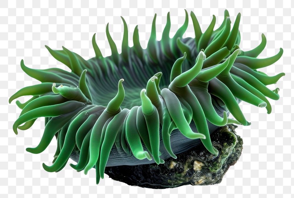 PNG Dark green sea anemone plant white background invertebrate.