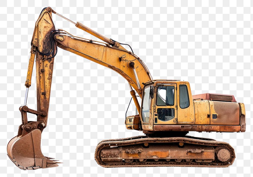 PNG Photo of excavator  white background construction.