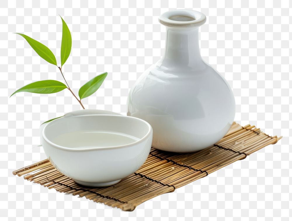 PNG Japanese sake oriental drink porcelain plant milk.
