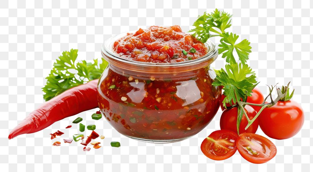 PNG Jar of tasty salsa sauce plant herbs food.