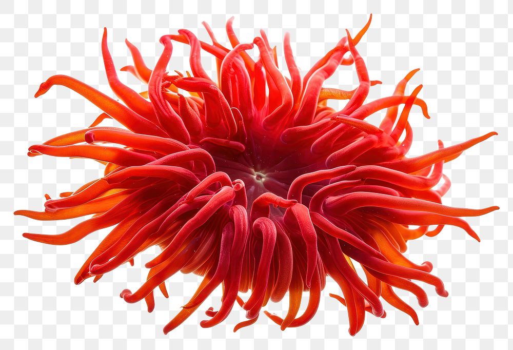 PNG Red sea anemone dahlia flower plant.